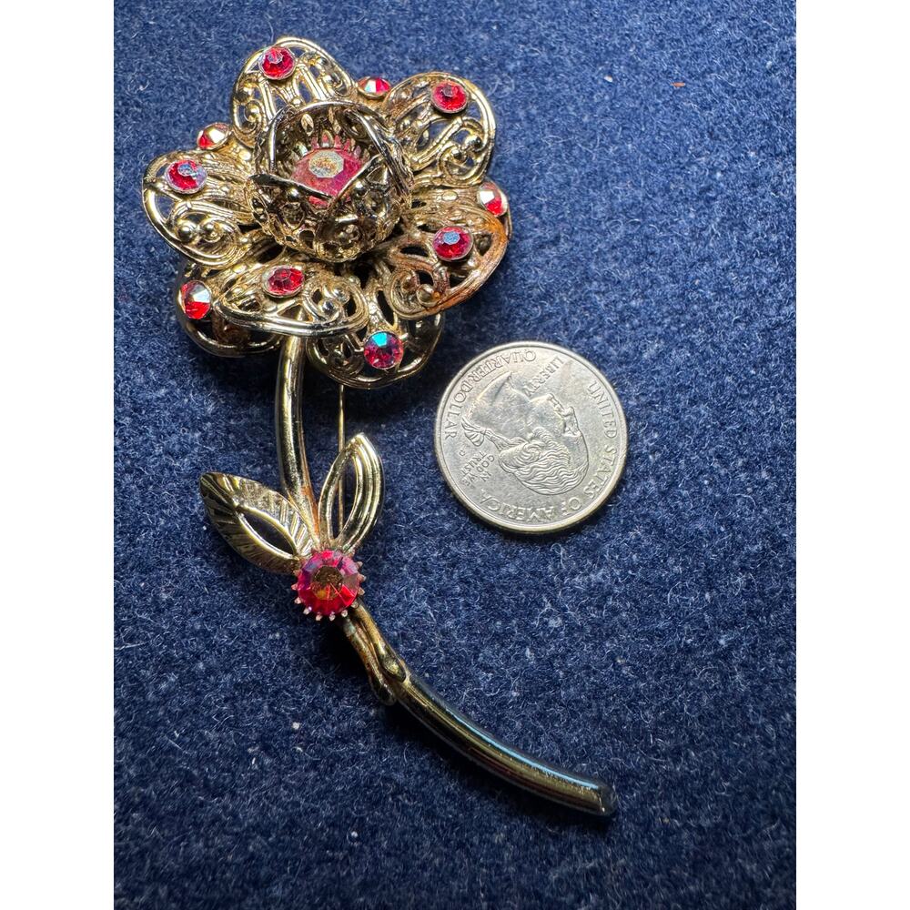 Vintage Sarah Coventry Rhinestone Flower Statement Brooch - Picture 3 of 6
